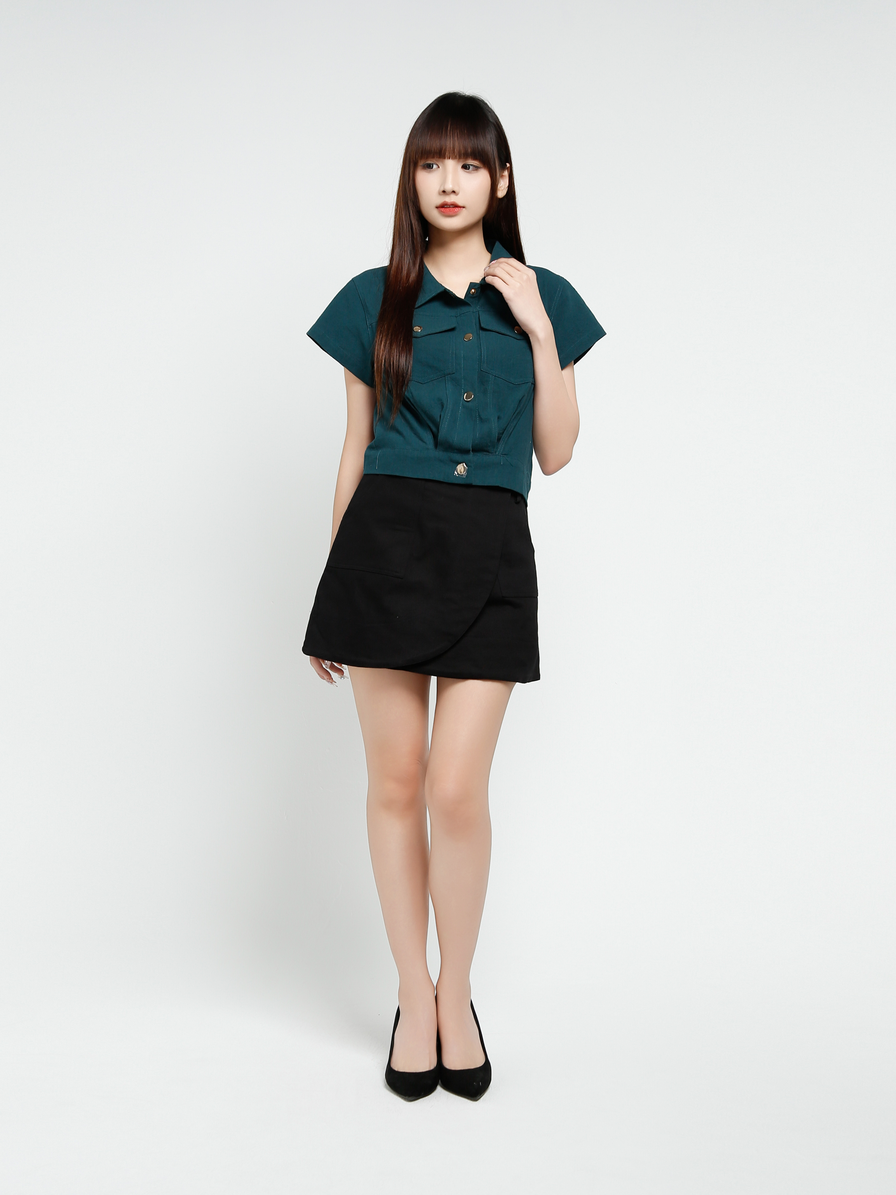 Short Sleeve Front Button Top 37468