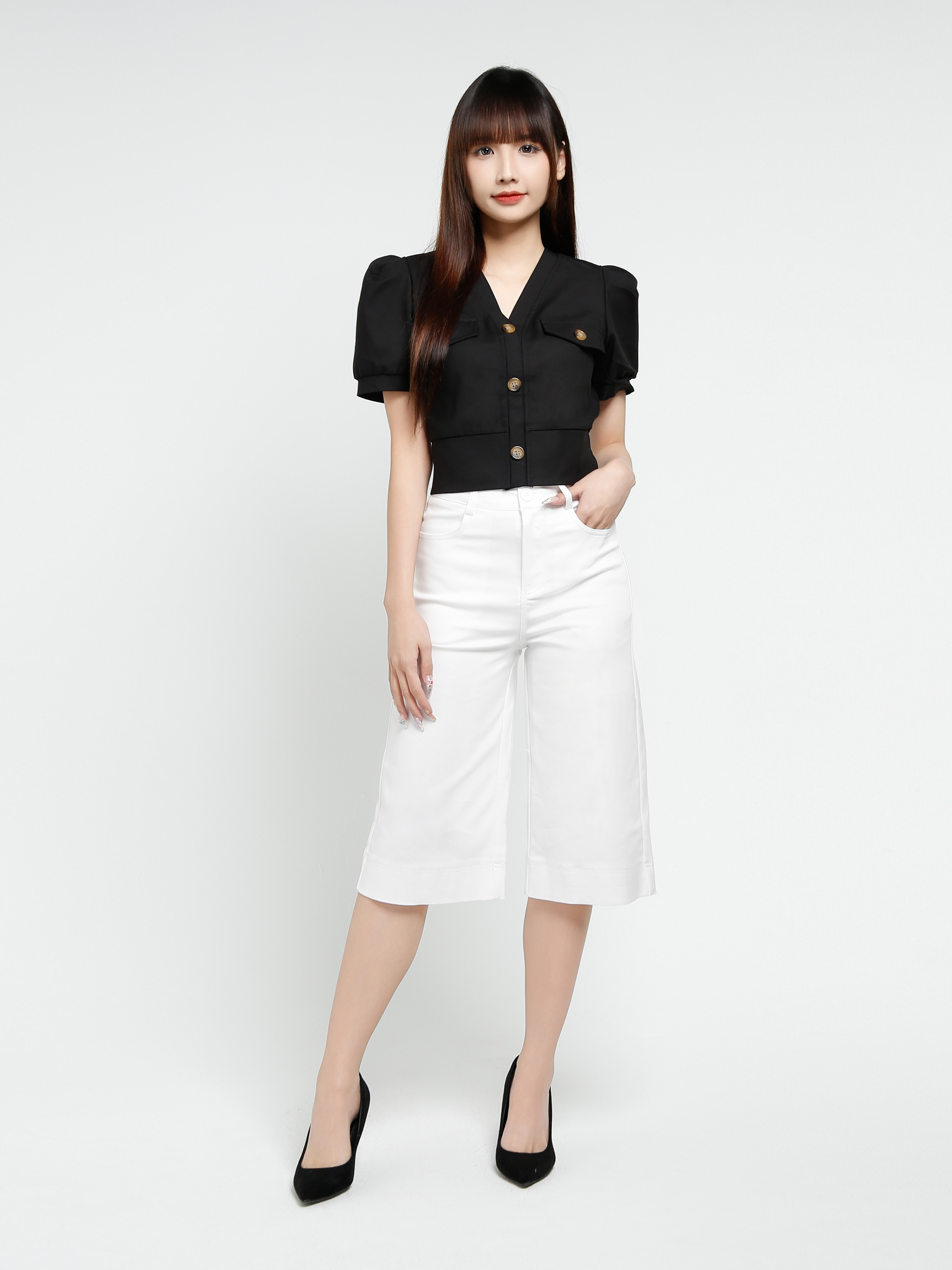 Short Sleeve Front Button Top 37478