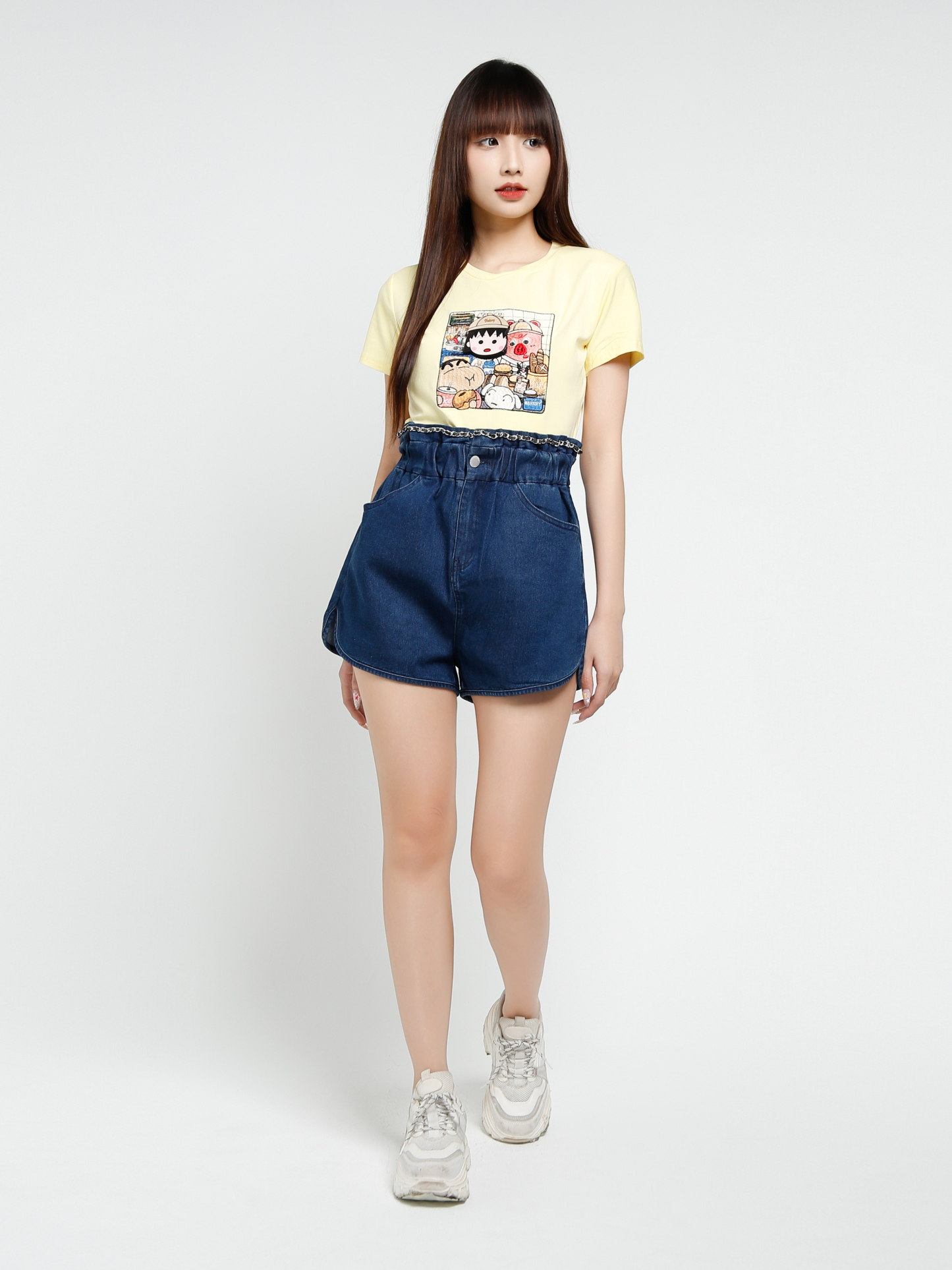 Denim High Waist Side Pocket Short Pant 37493