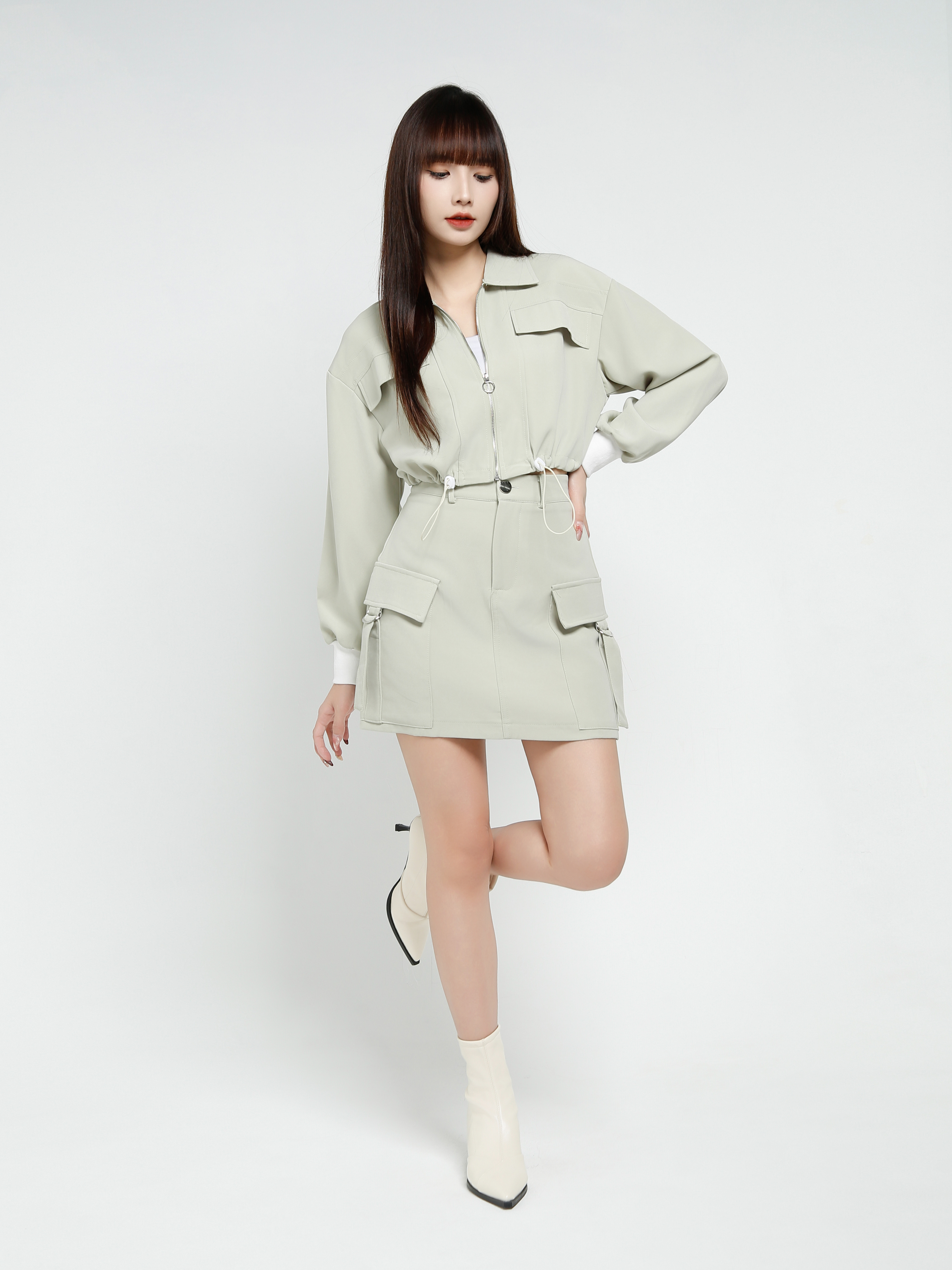 Long Sleeve Top With Skirt Set 37487