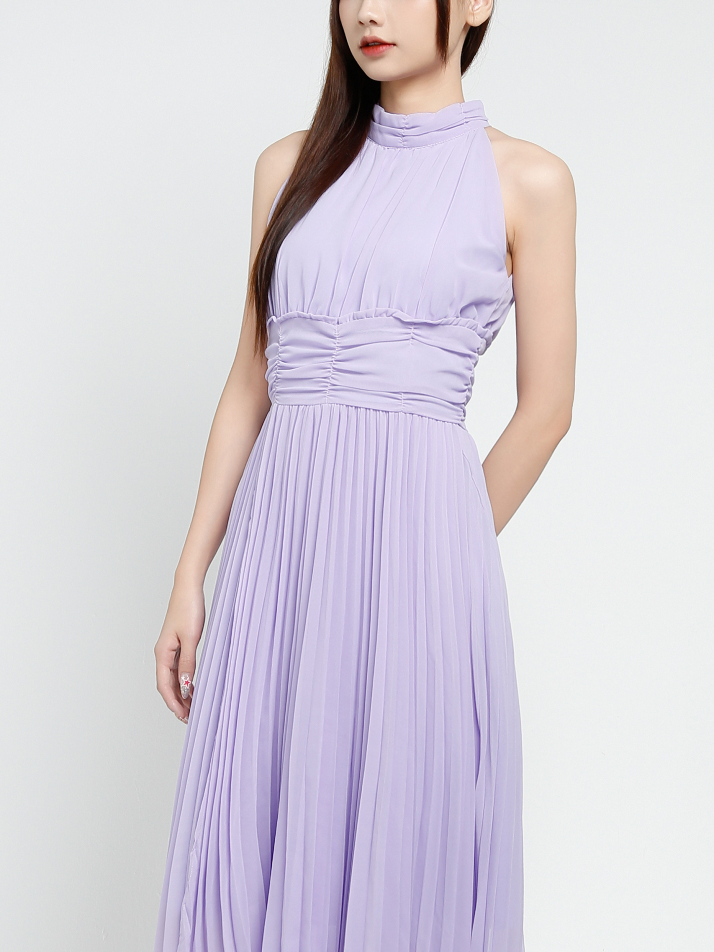 Halter Neck Pleated Dress 37488