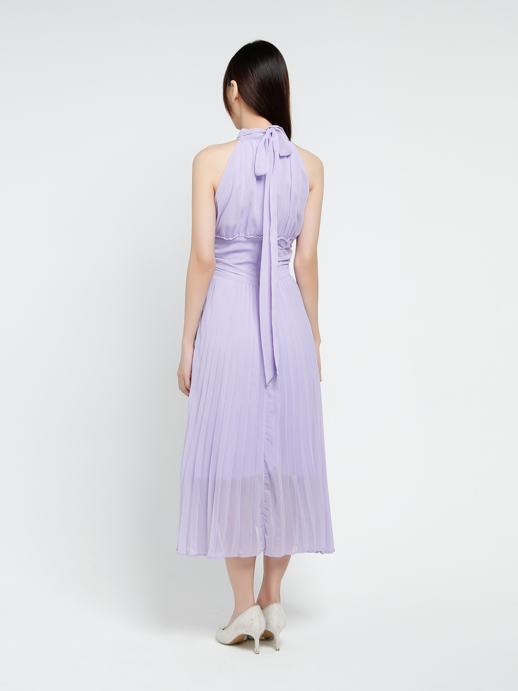Halter Neck Pleated Dress 37488