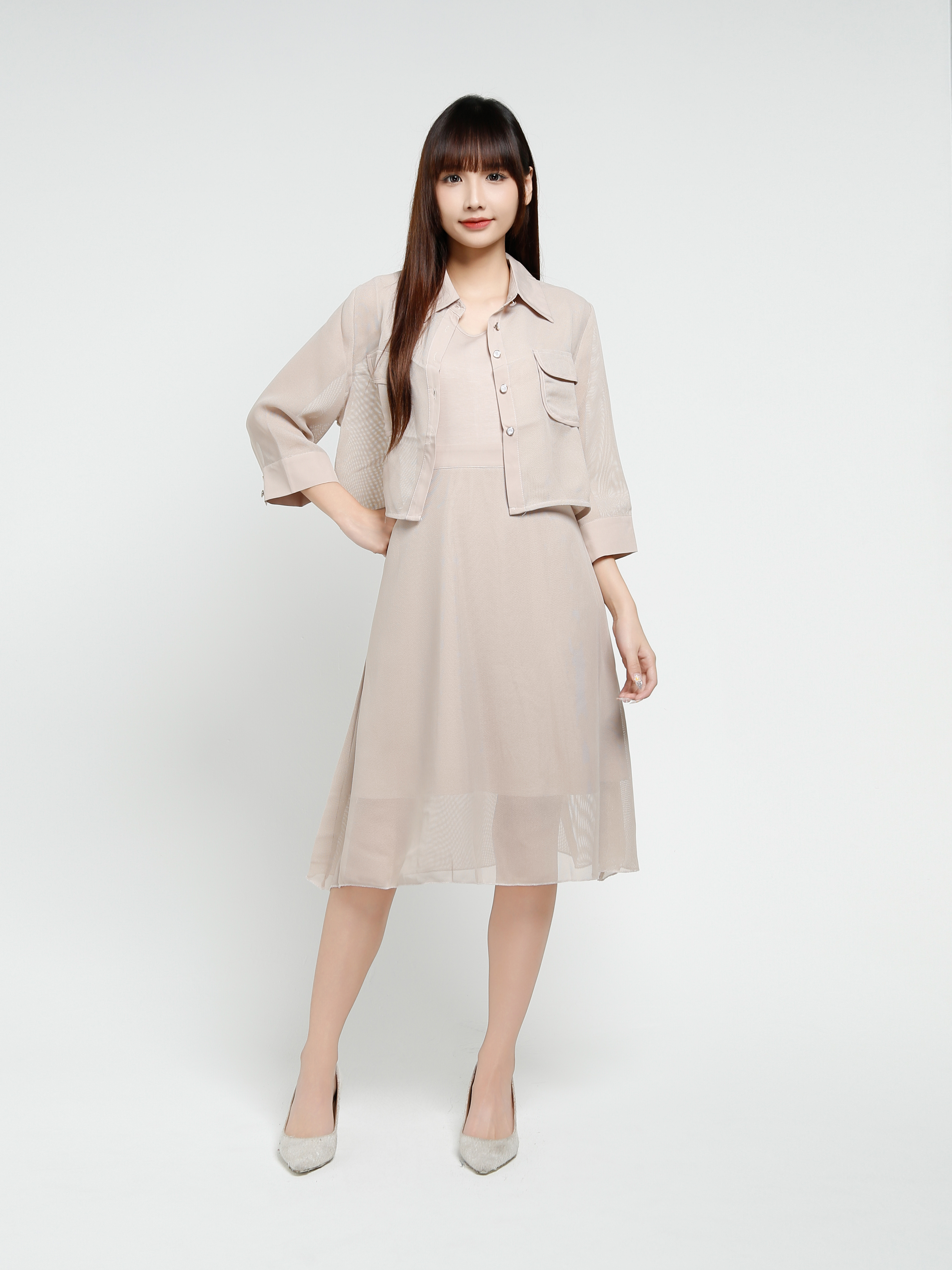 Long Sleeve Top With Dress Set 37497