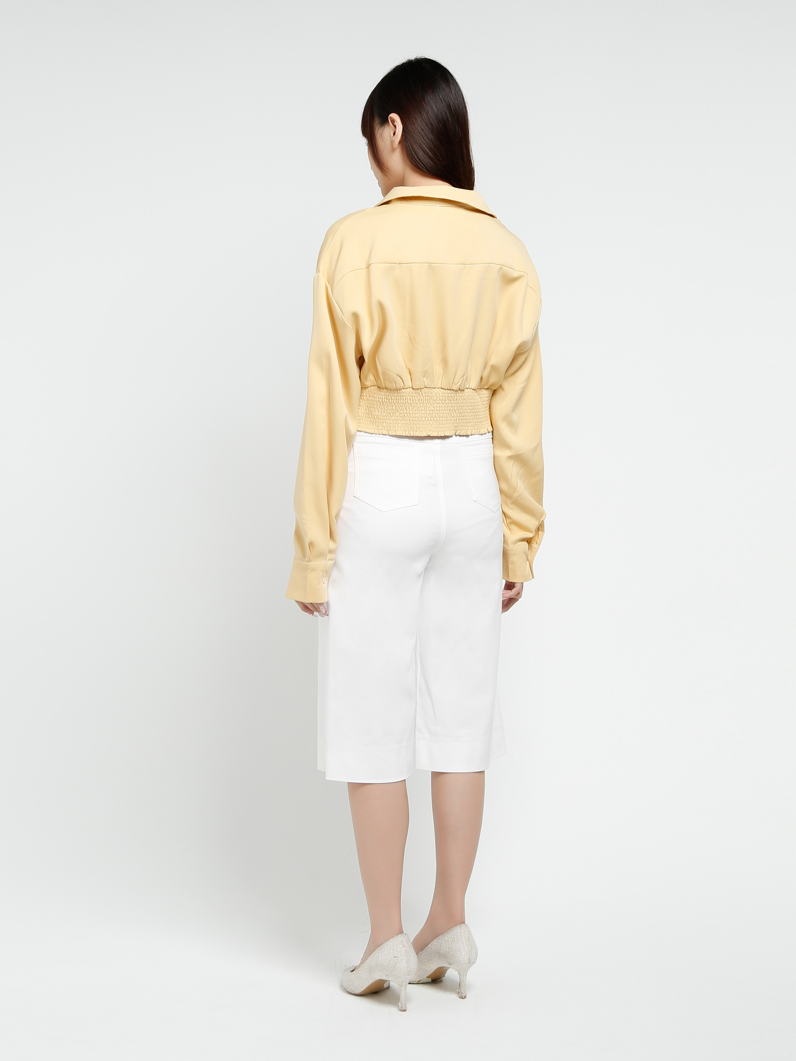 Long Sleeve V Neck Pleated Top 37500