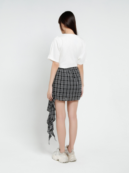 Plaid Ruffles Strap Skirt Pants 37411