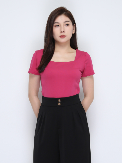 Short Sleeve Square Neck Top 37529