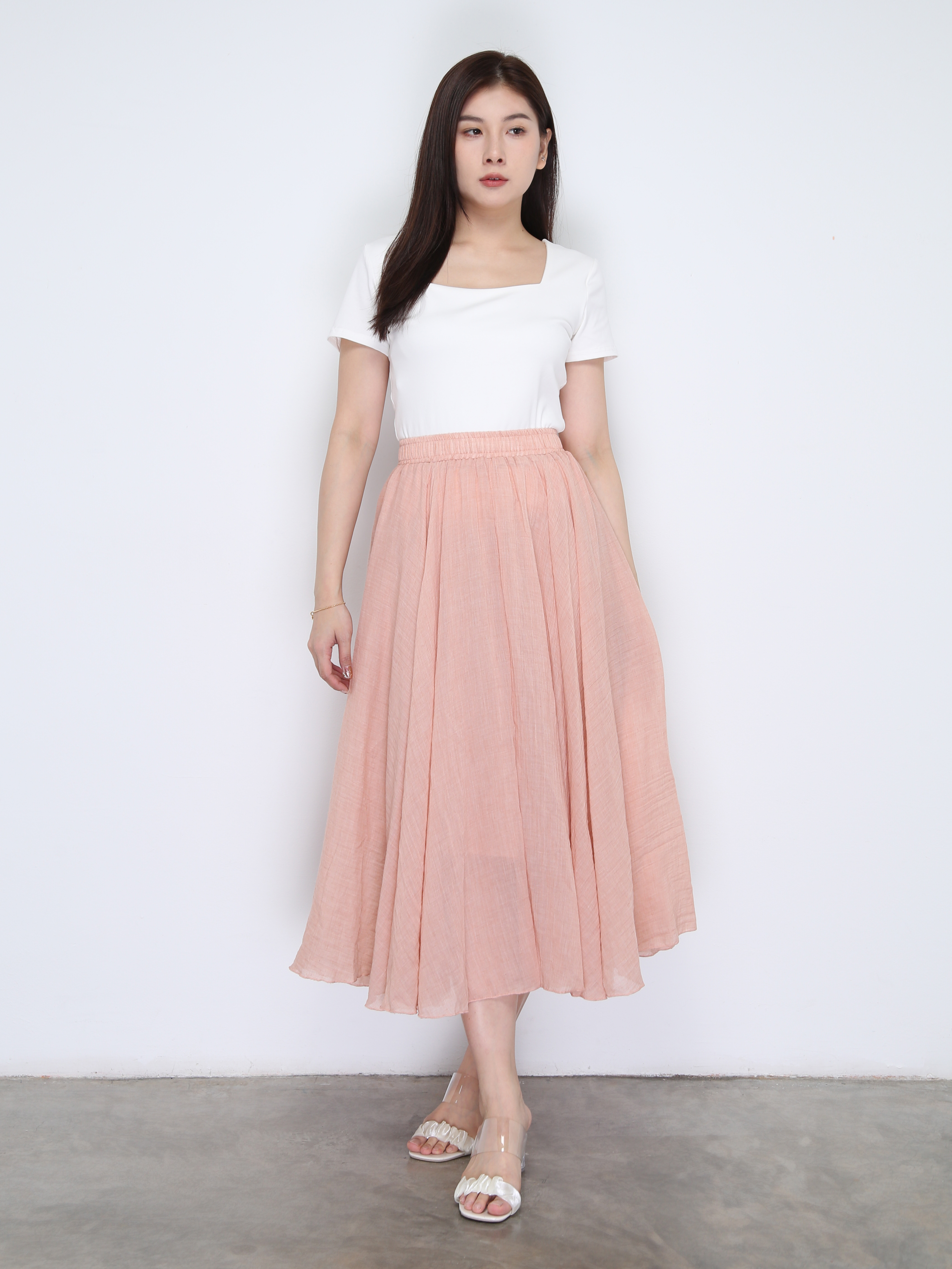 Layered Pleated Long Skirt 37530