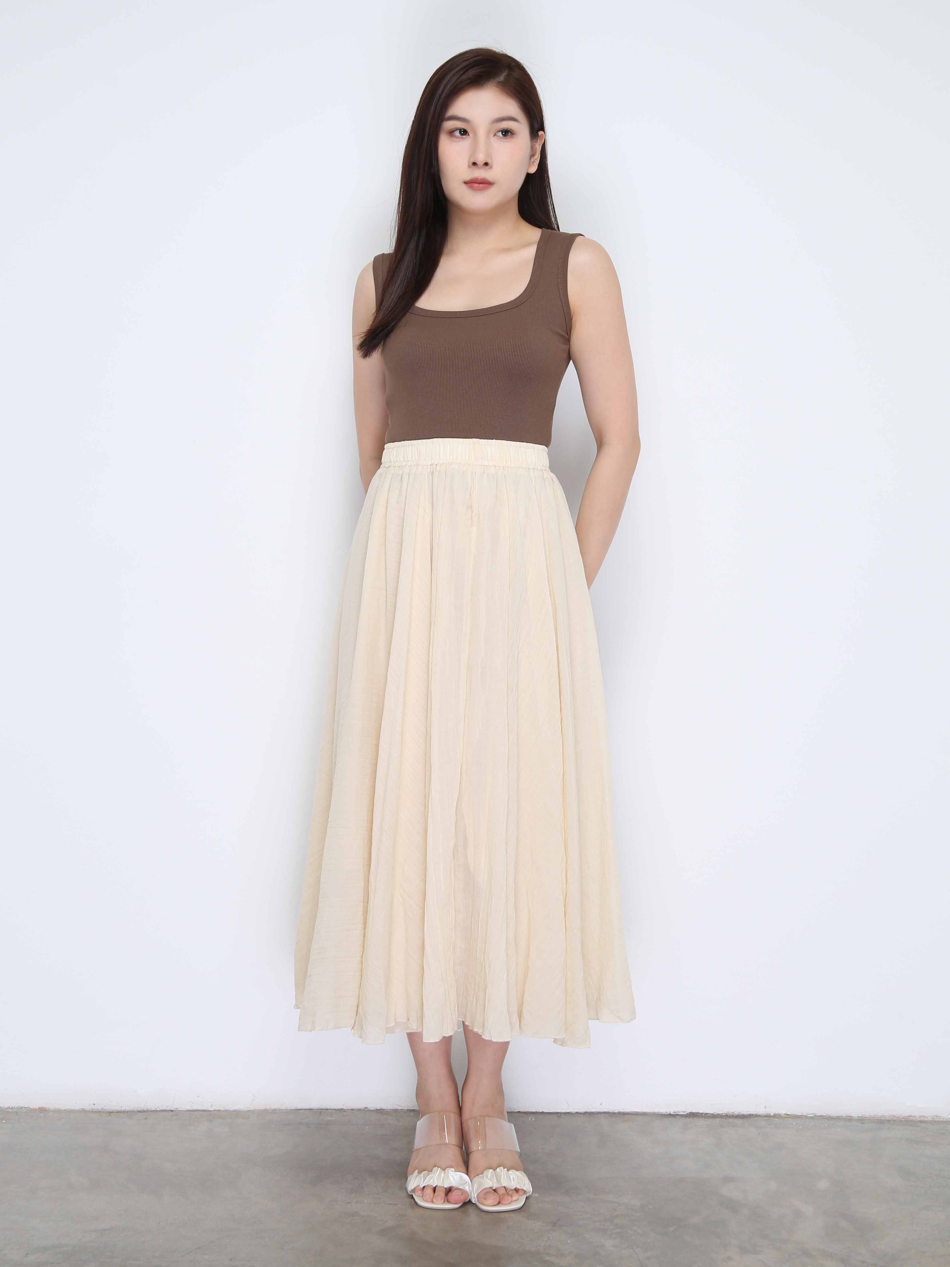 Layered Pleated Long Skirt 37530