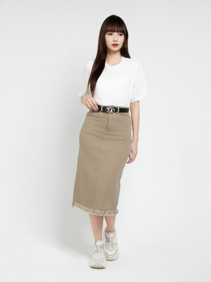 Denim Ripped With Belt Skirt 37554