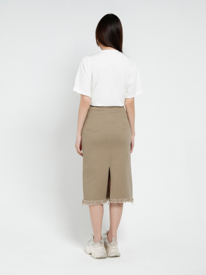 Denim Ripped With Belt Skirt 37554