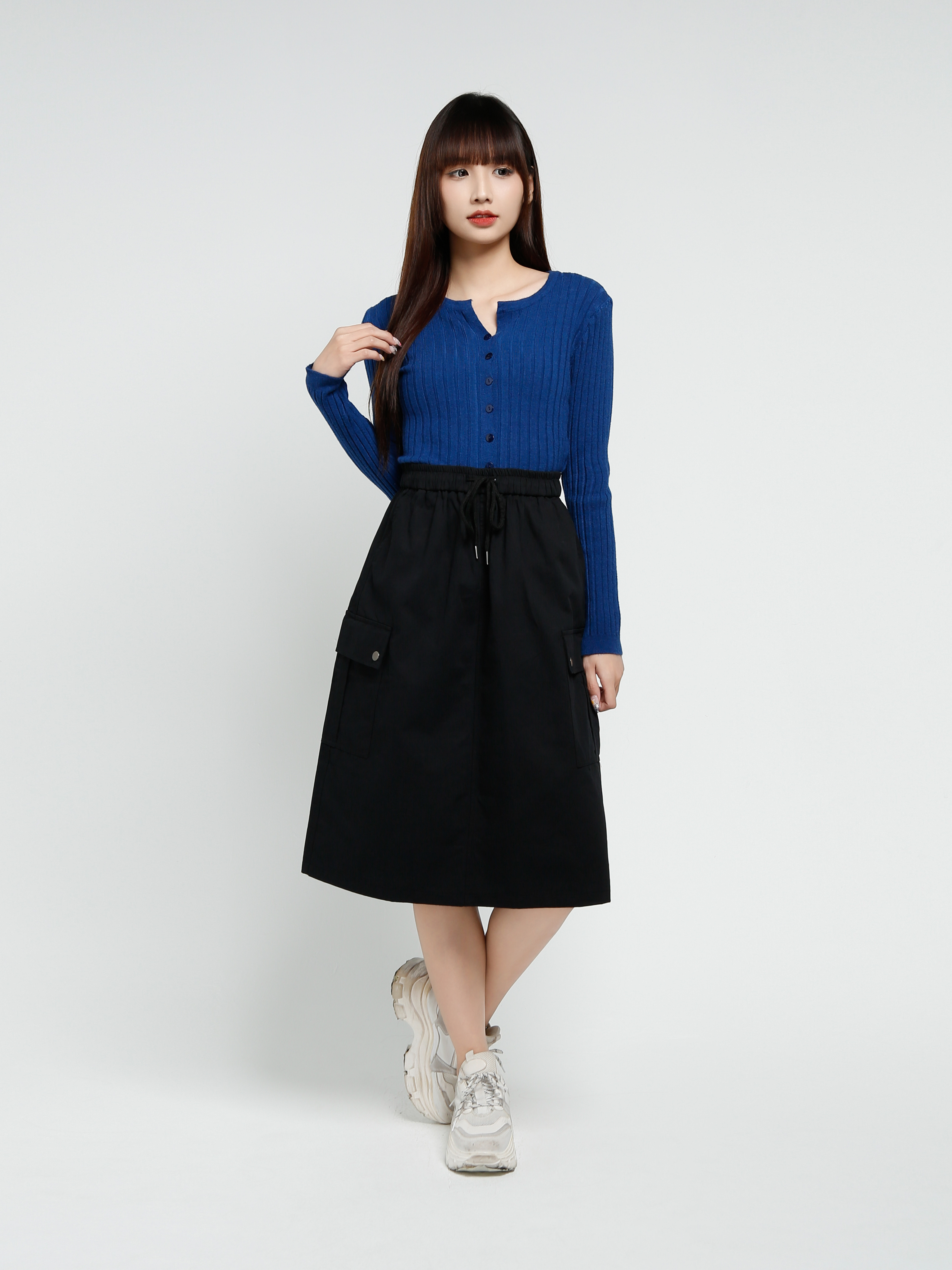 Side Pokcet Midi Skirt 37562