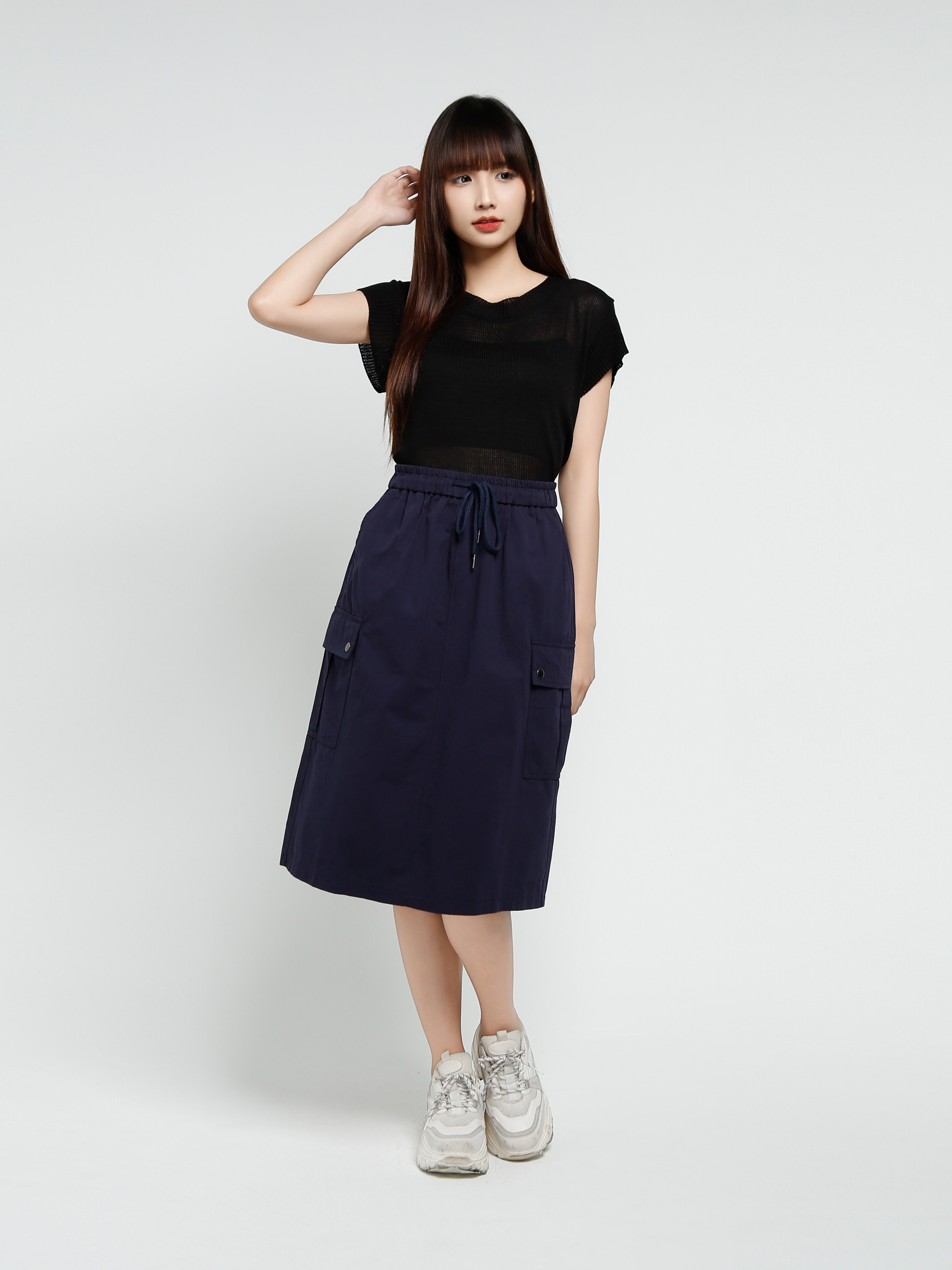 Side Pokcet Midi Skirt 37562