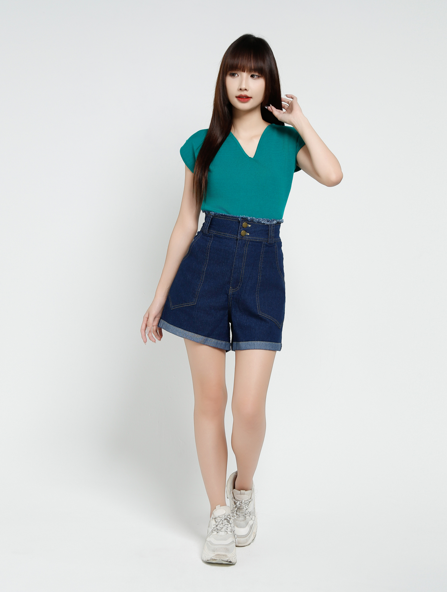 Knitted V Neck Top 37574