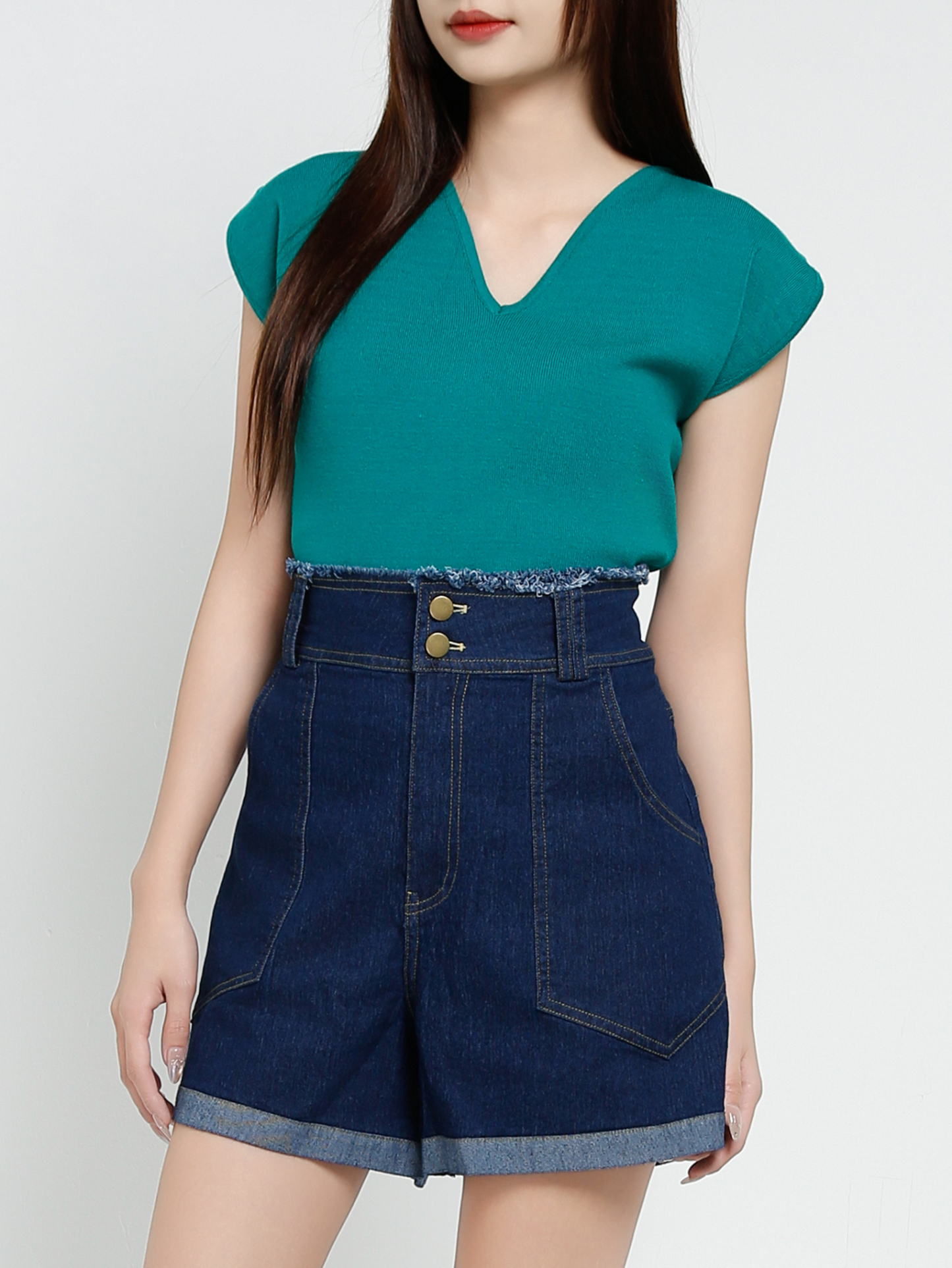 Knitted V Neck Top 37574