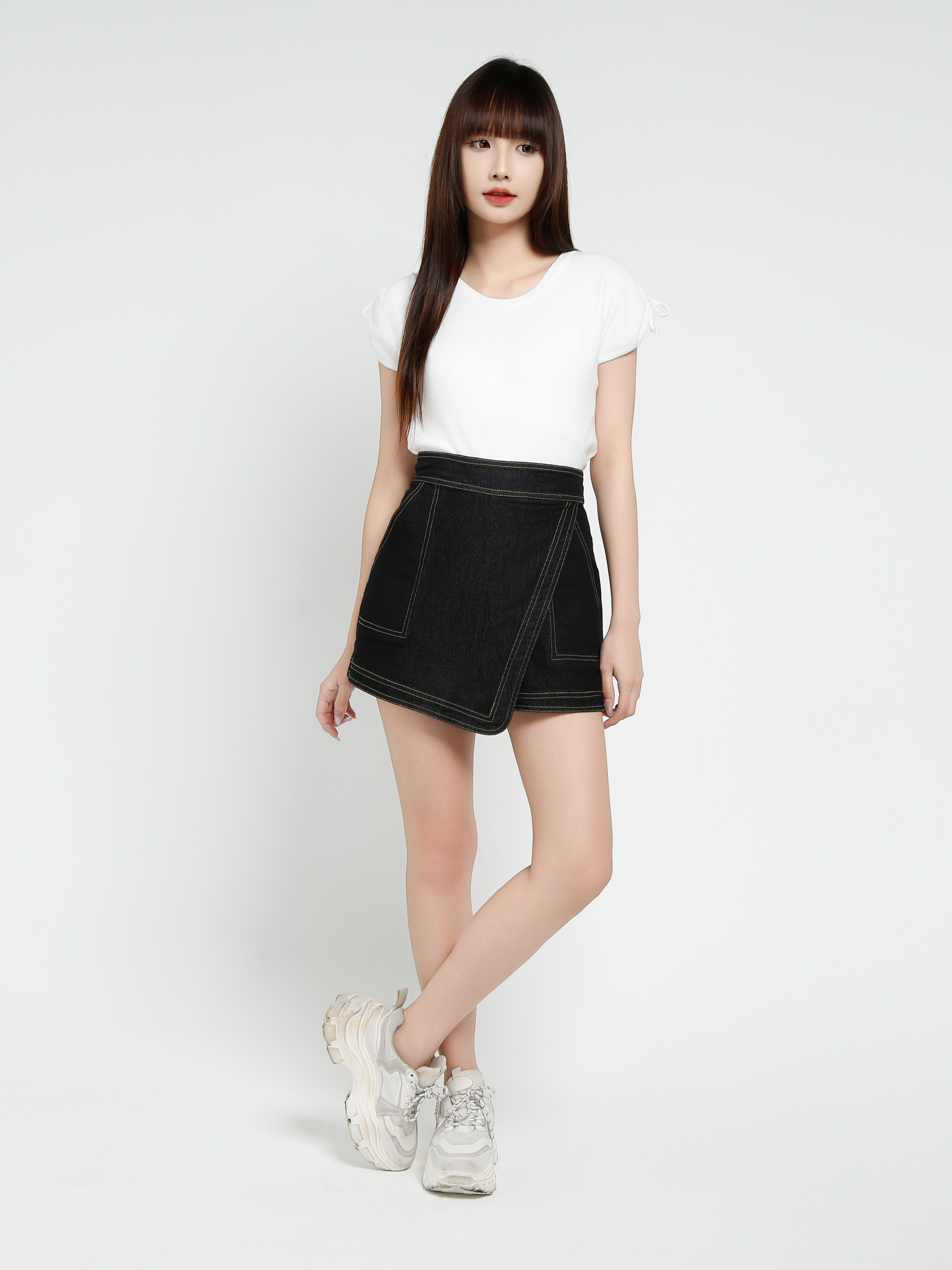 Denim Wrap Skirt Pants 37602