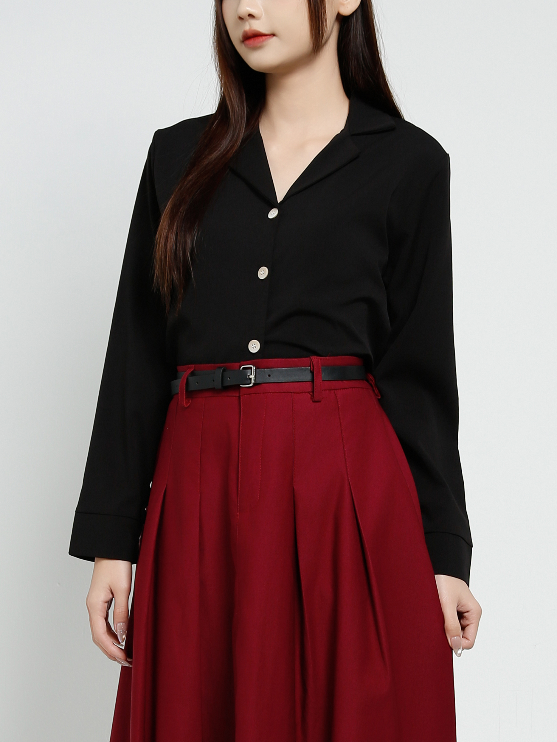 Front Button Long Sleeve Blouse 37597