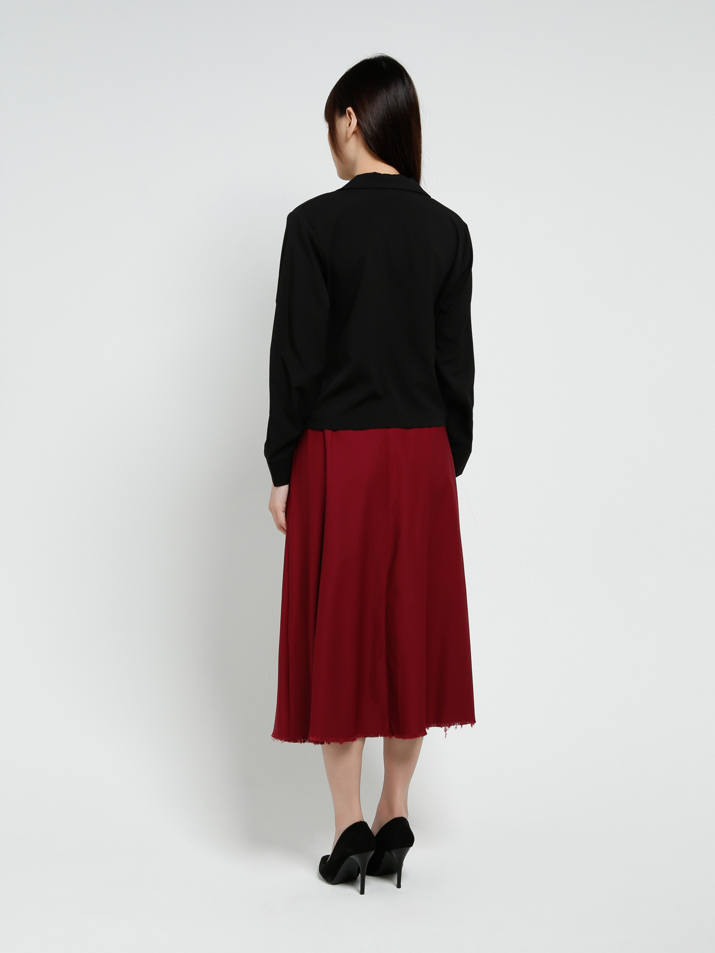 High Waist Pleated Long Skirt With Belt 37662