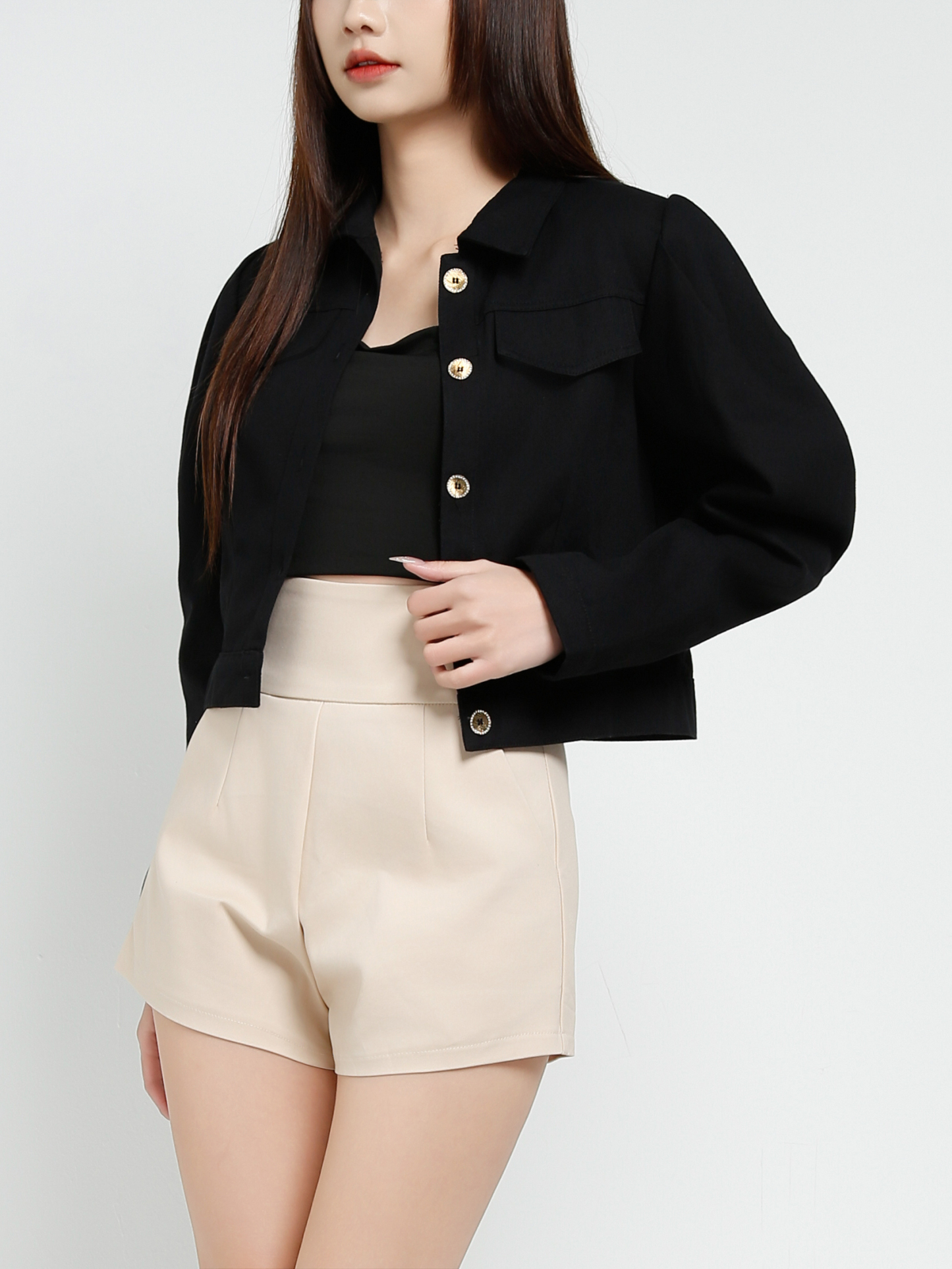 Front Button Long Sleeve Top 37629