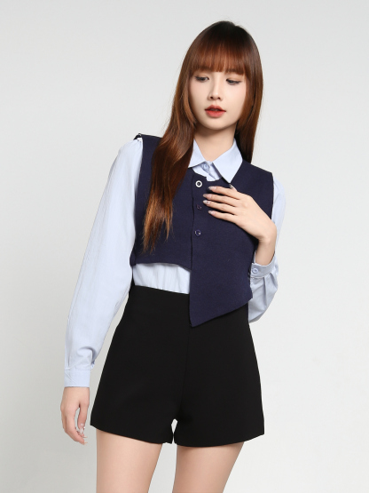 Long Sleeve Shirt With Knitted Outer Set 37643
