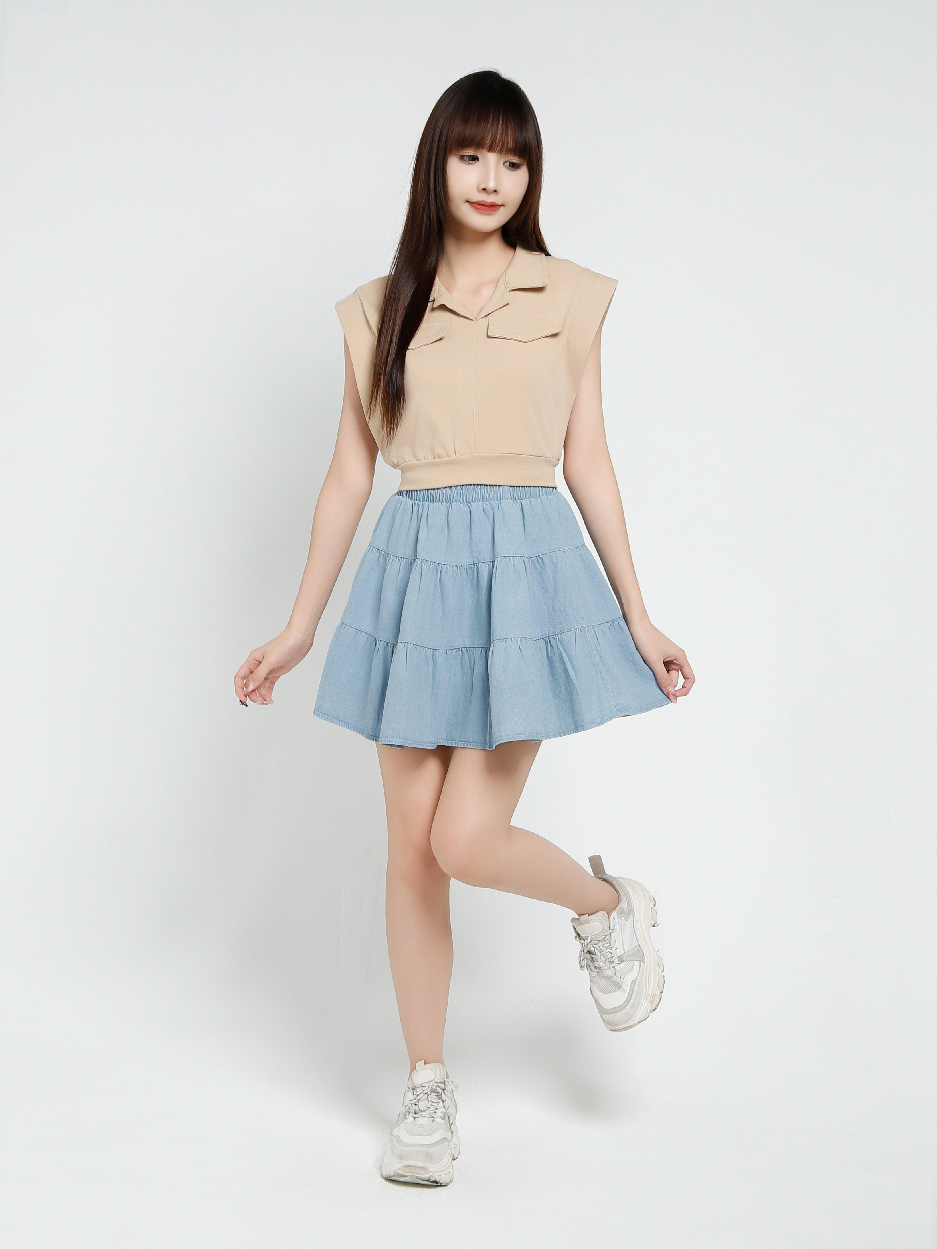 Sleeveless Front Decorative Pocket Top 37651