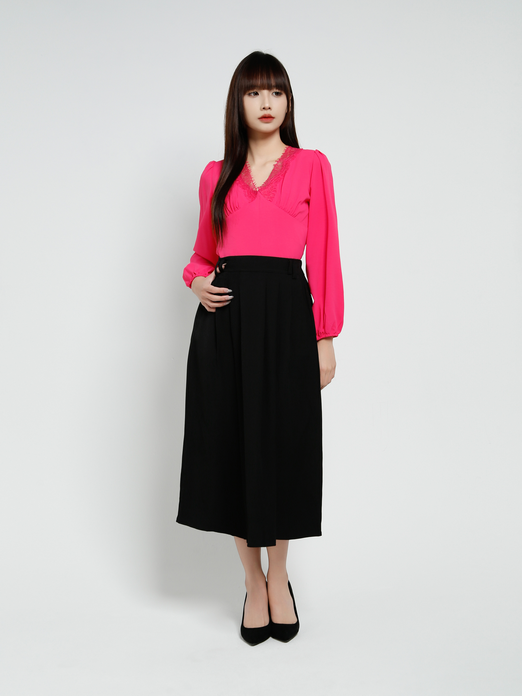 Long Sleeve V Neck Top 37654