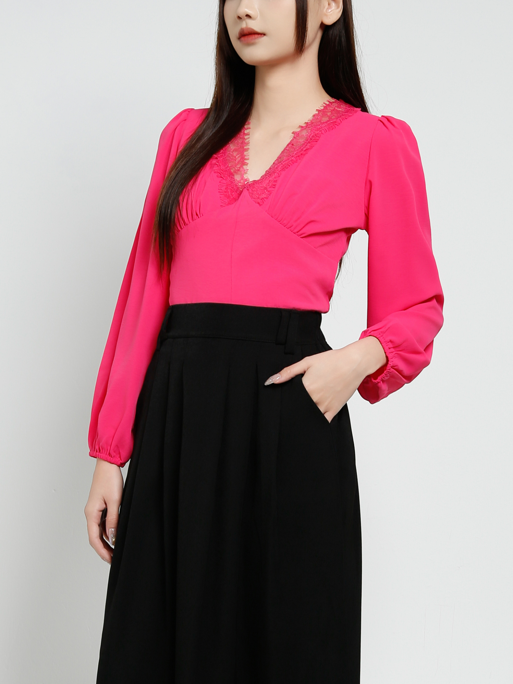 Long Sleeve V Neck Top 37654