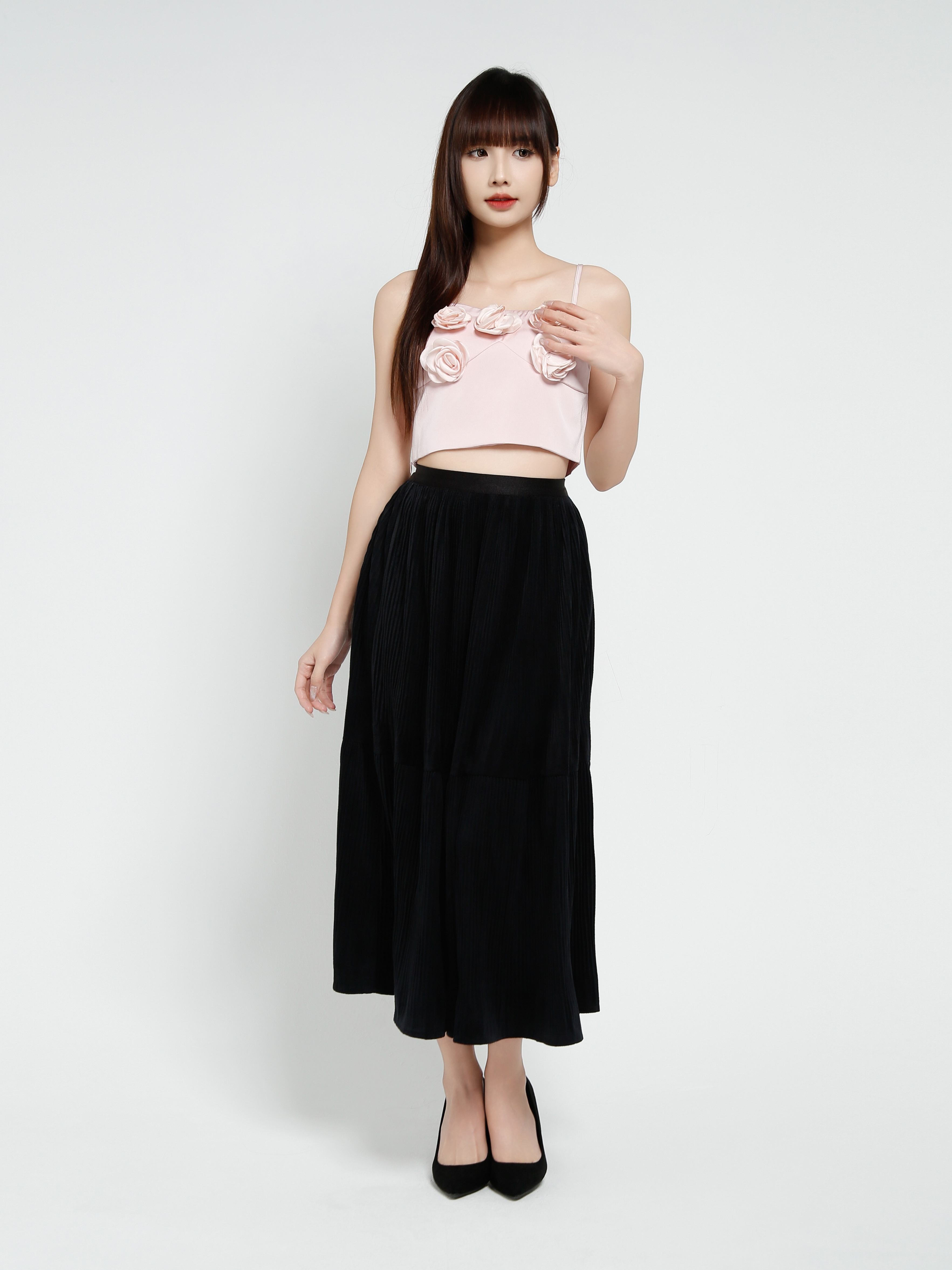 Sleeveless Front Decorative Rose Top 37661