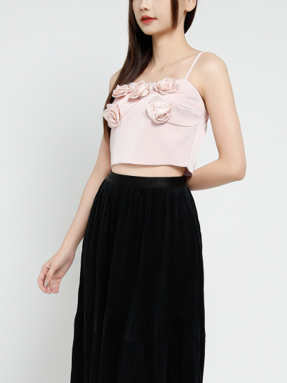 Sleeveless Front Decorative Rose Top 37661