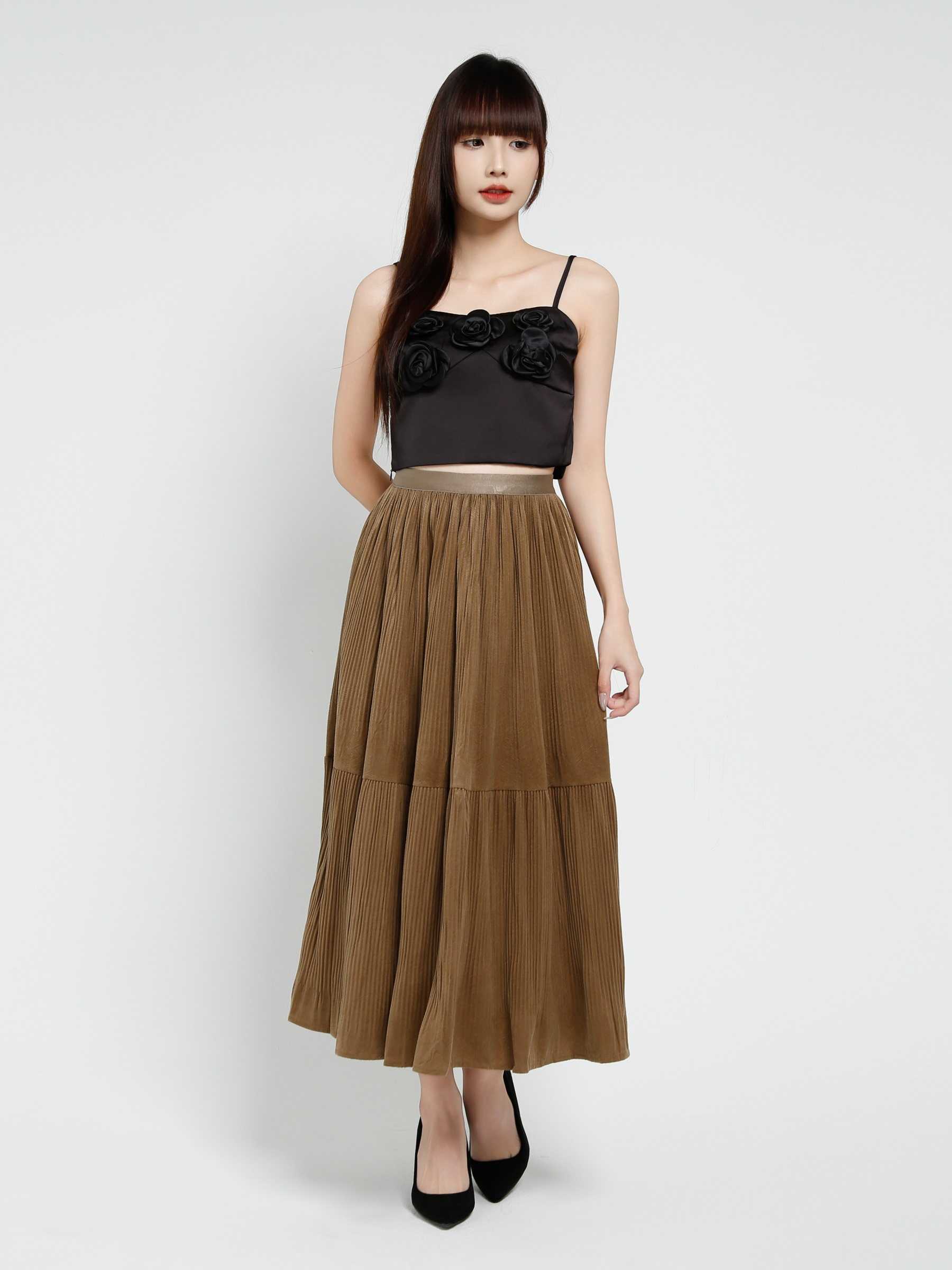 Sleeveless Front Decorative Rose Top 37661