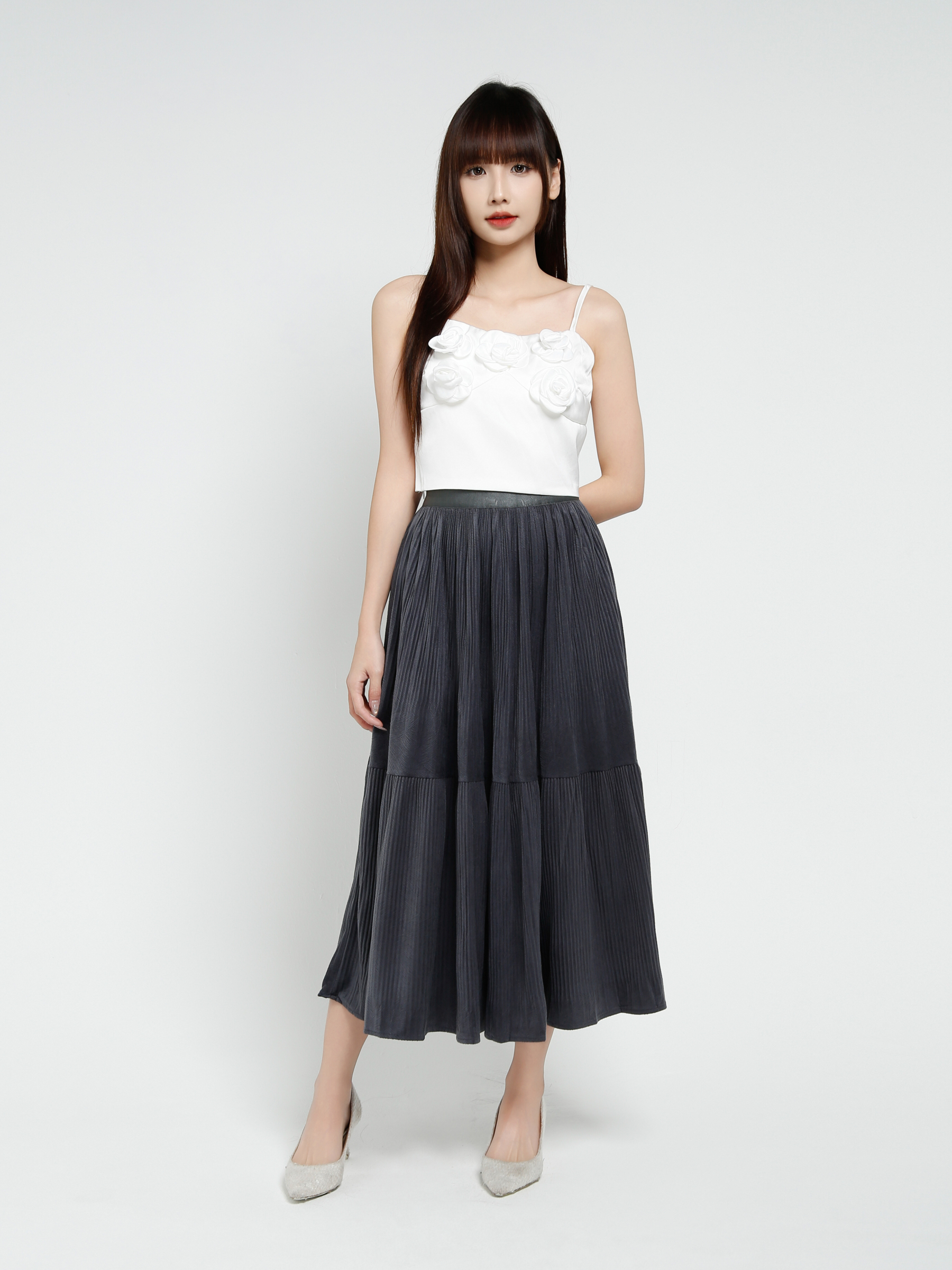 Sleeveless Front Decorative Rose Top 37661