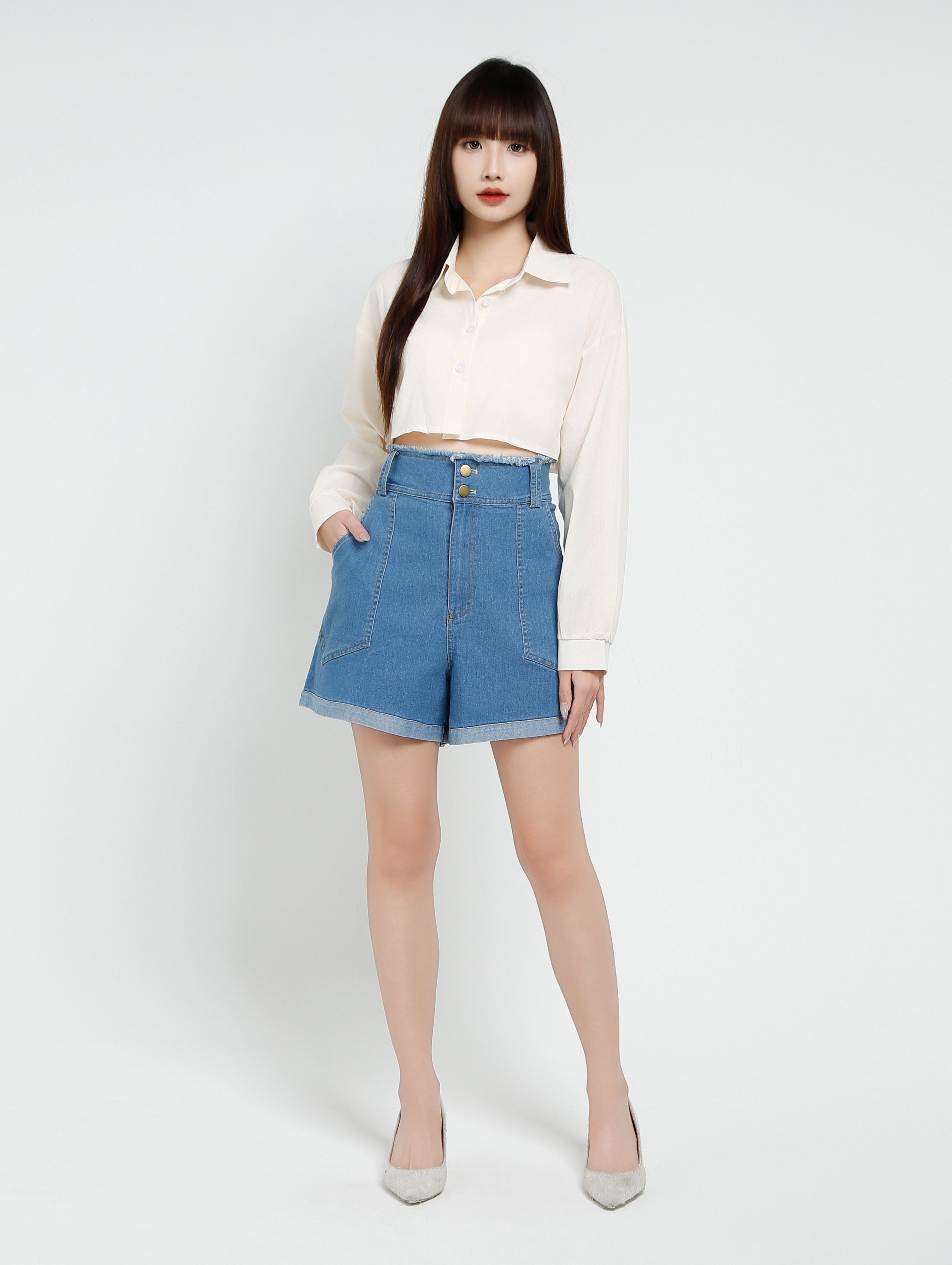 Long Sleeve Front Button Top 37675