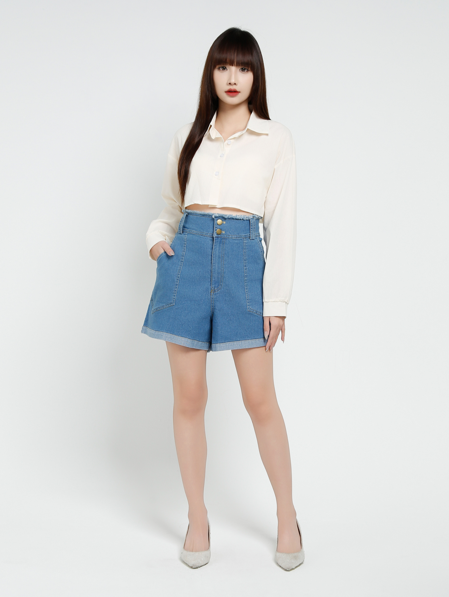 Long Sleeve Front Button Top 37675