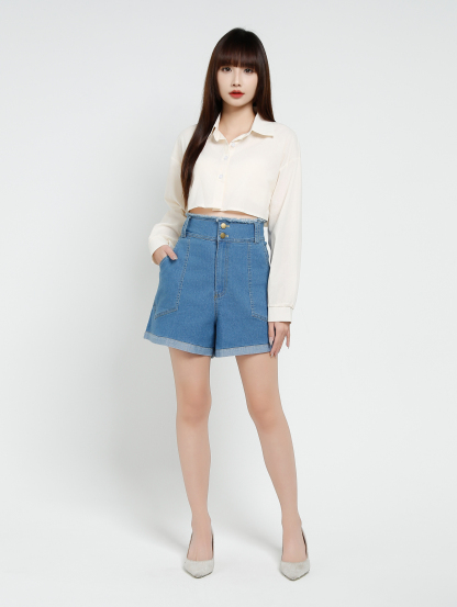 Long Sleeve Front Button Top 37675