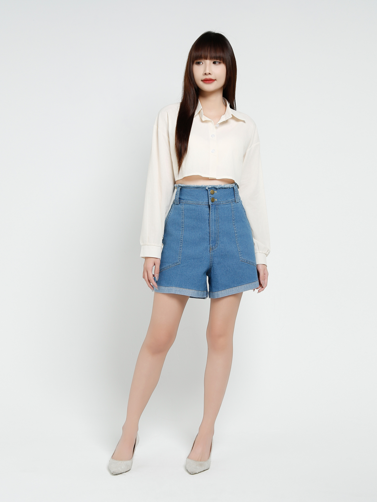 High Waist Denim Short Pants 37603
