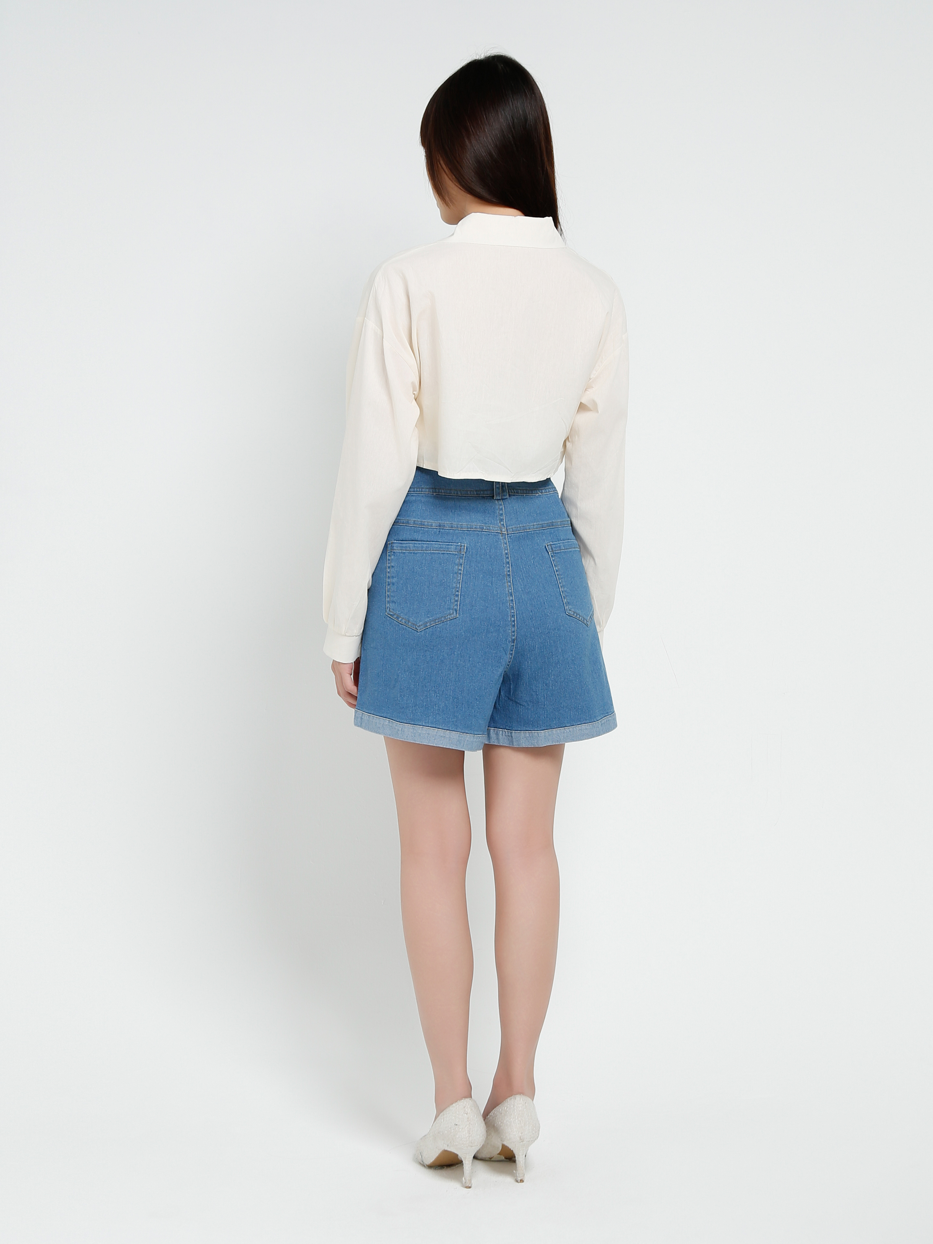 High Waist Denim Short Pants 37603