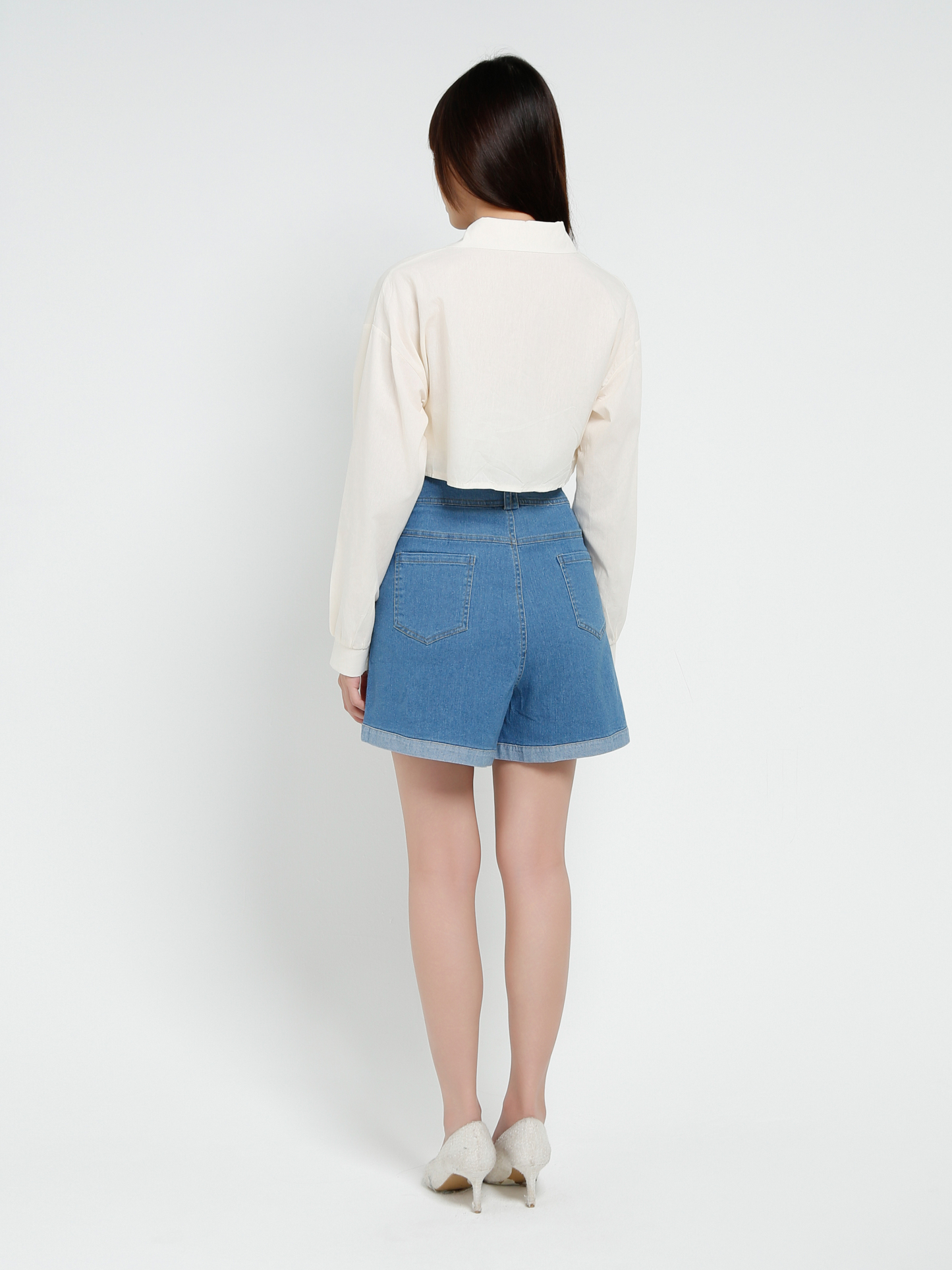 High Waist Denim Short Pants 37603