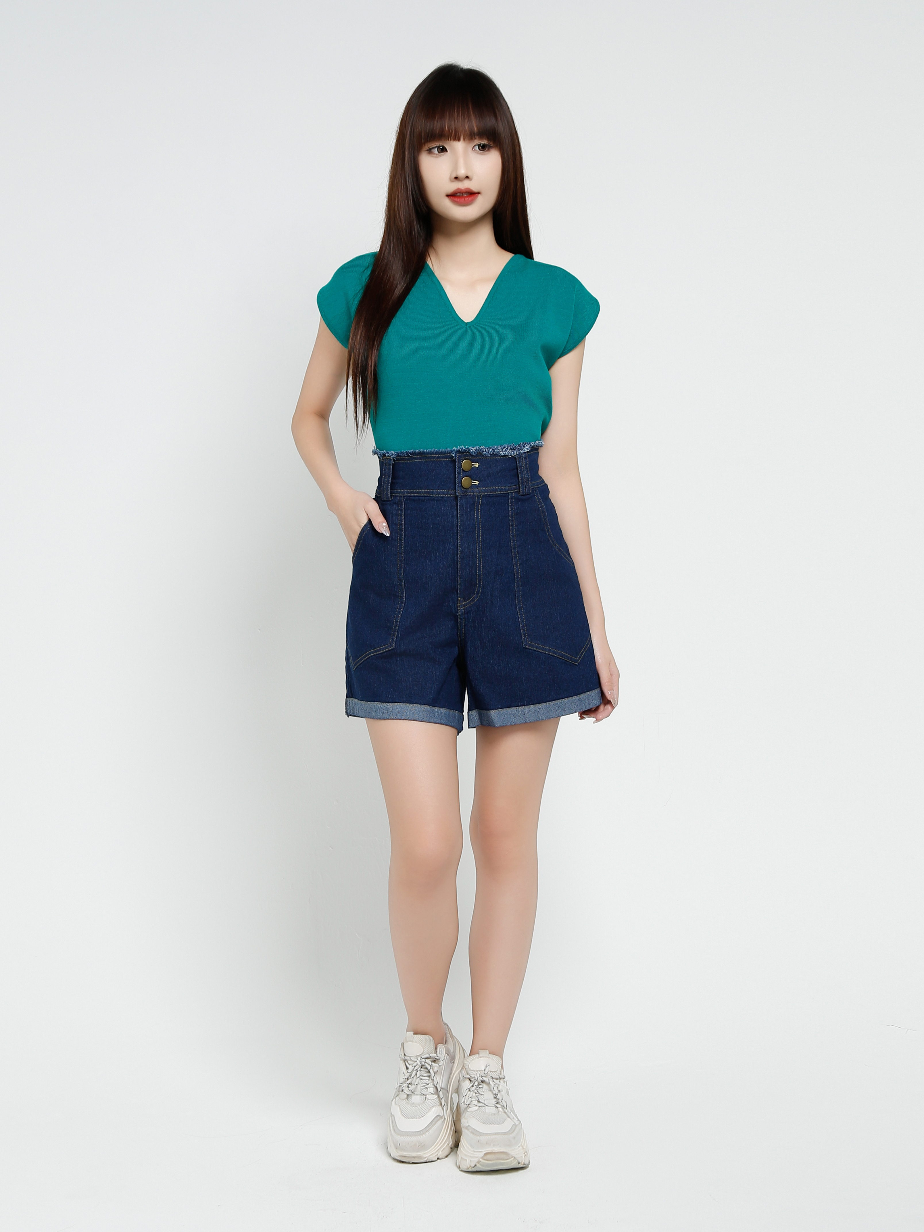 High Waist Denim Short Pants 37603