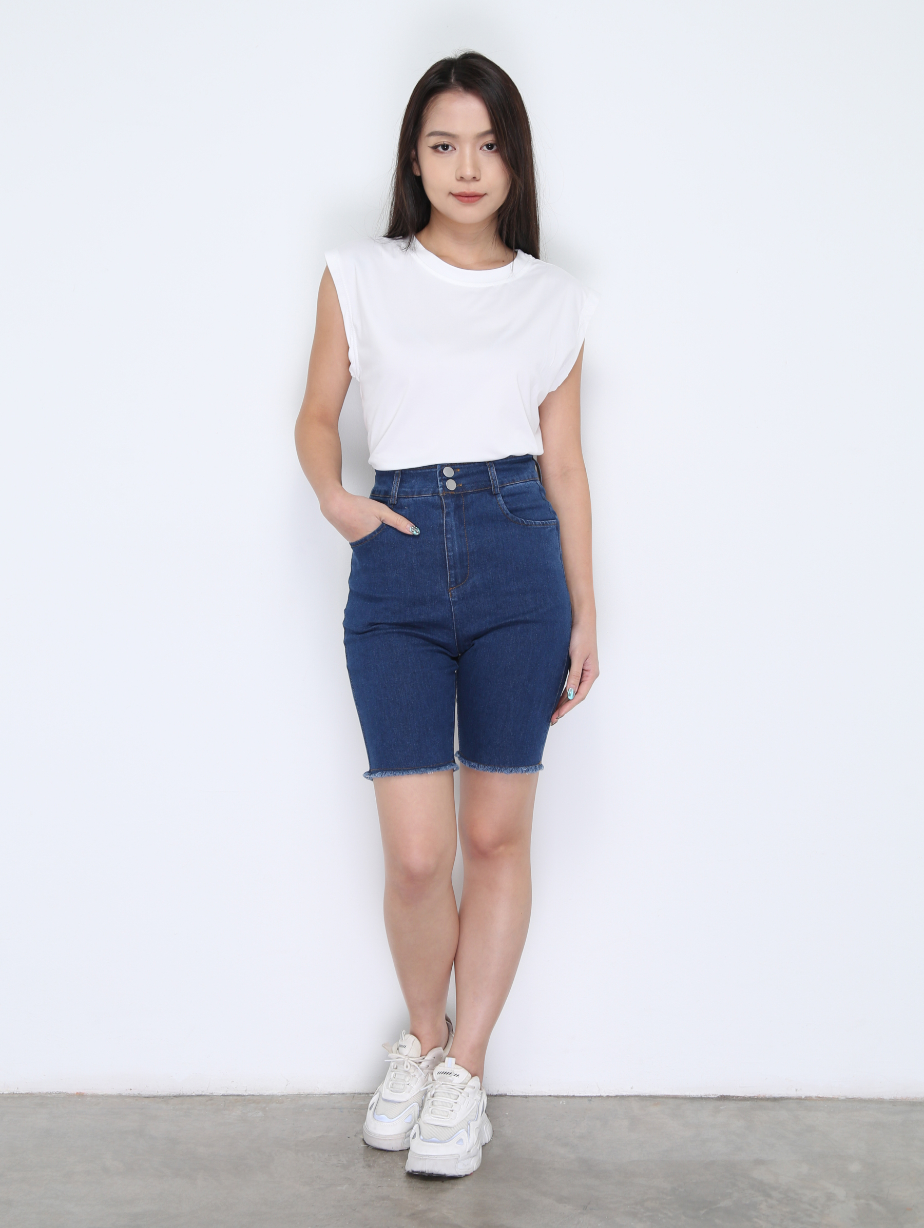 Denim High Waist Side Pocket Short Pant 37868
