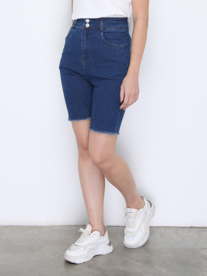 Denim High Waist Side Pocket Short Pant 37868
