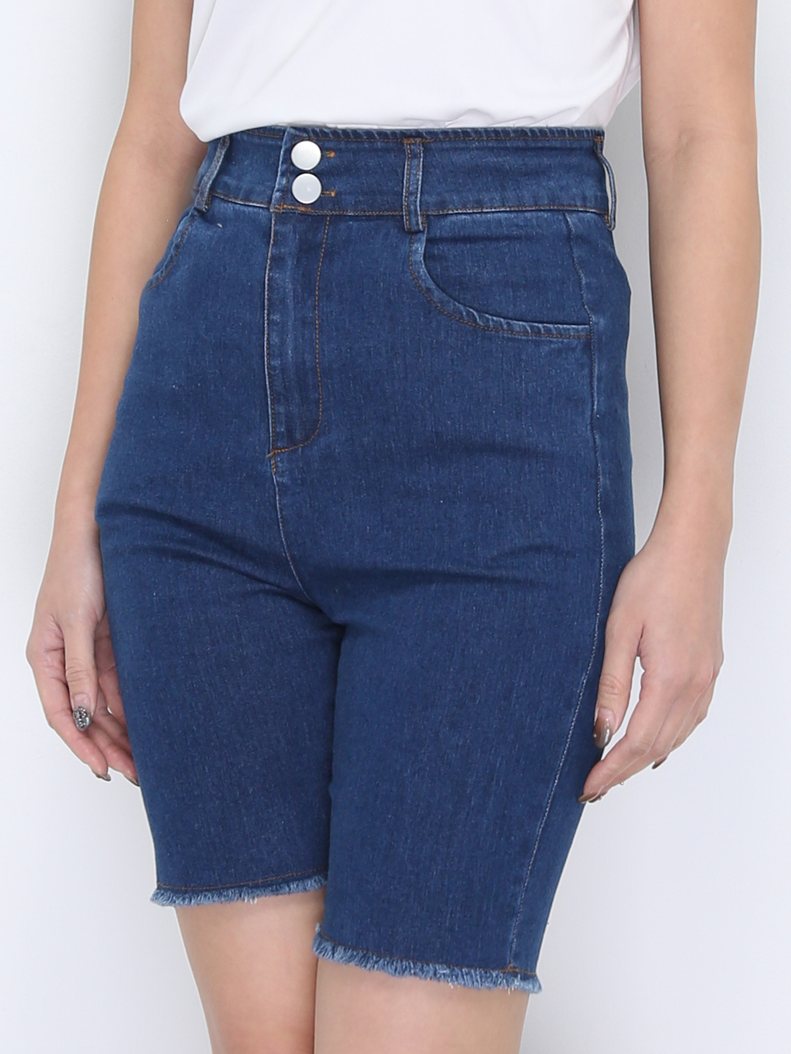 Denim High Waist Side Pocket Short Pant 37868