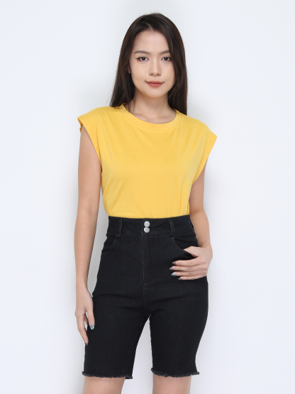 Denim High Waist Side Pocket Short Pant 37868