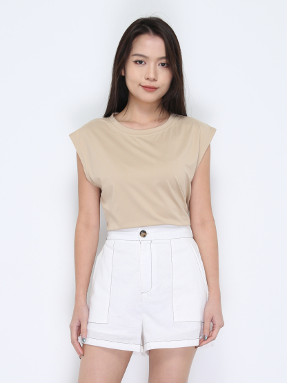 Denim High Waist Side Pocket Short Pant 37868