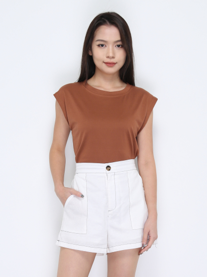 Denim High Waist Side Pocket Short Pant 37868