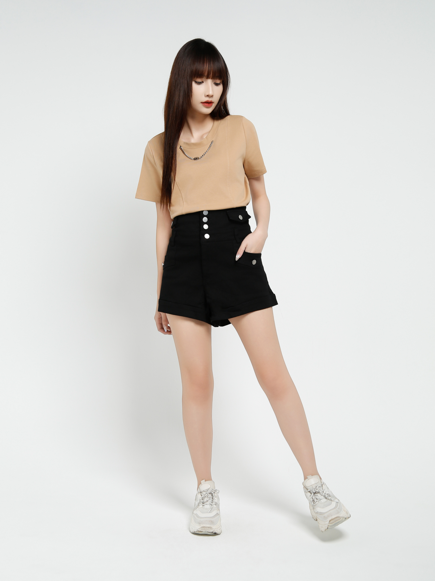 High Waist Front Pocket Short Pant 37854