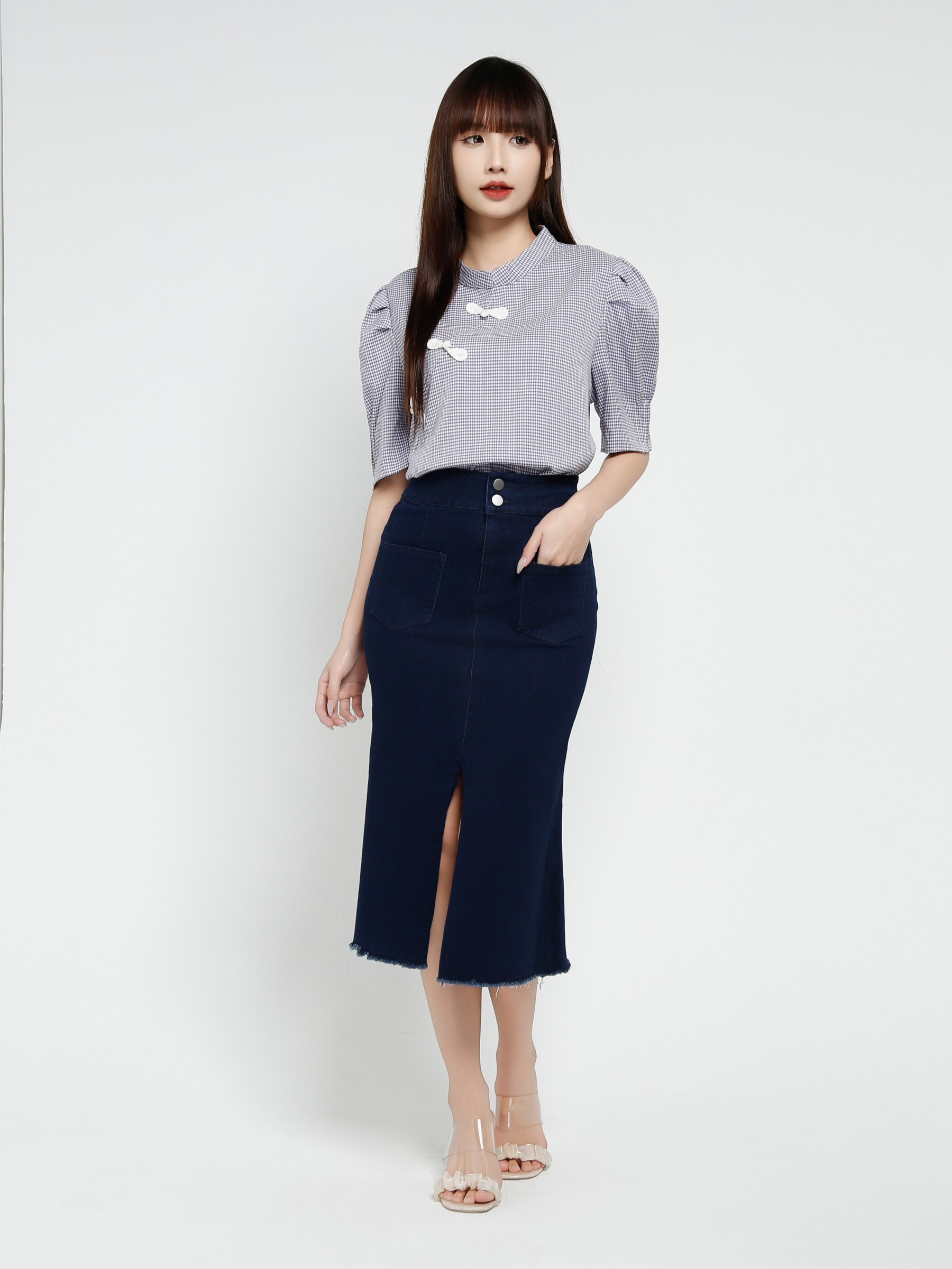 Denim With Split Skirt 37809