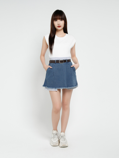 Denim Tassel Skirt Pants 37755