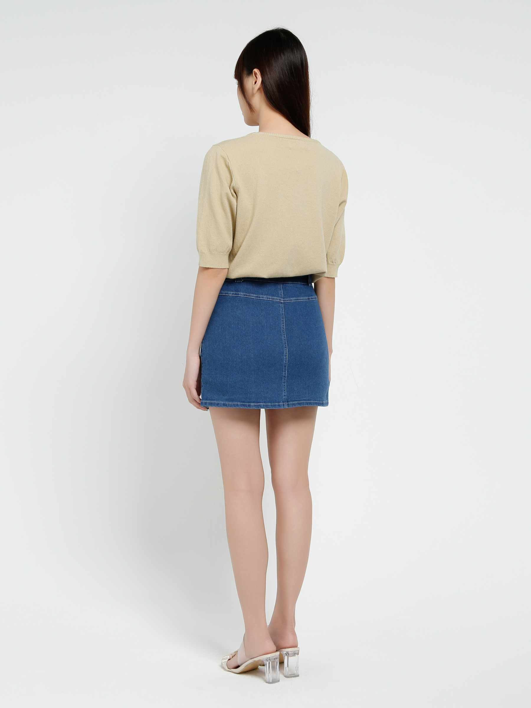 Denim High Waist Side Pocket Skirt Pant 37851