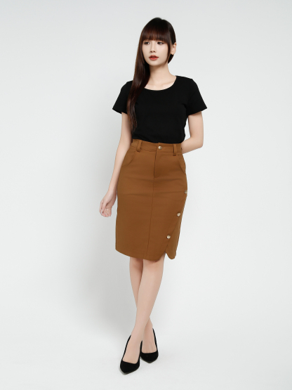 Side Decorative Button Skirt 37777