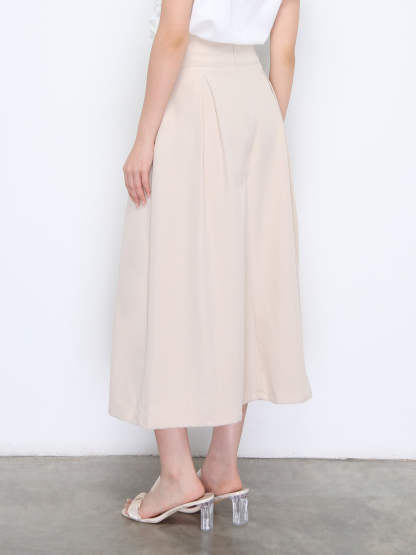 High Waist Back Zip Pleated Skirt Pant 37855