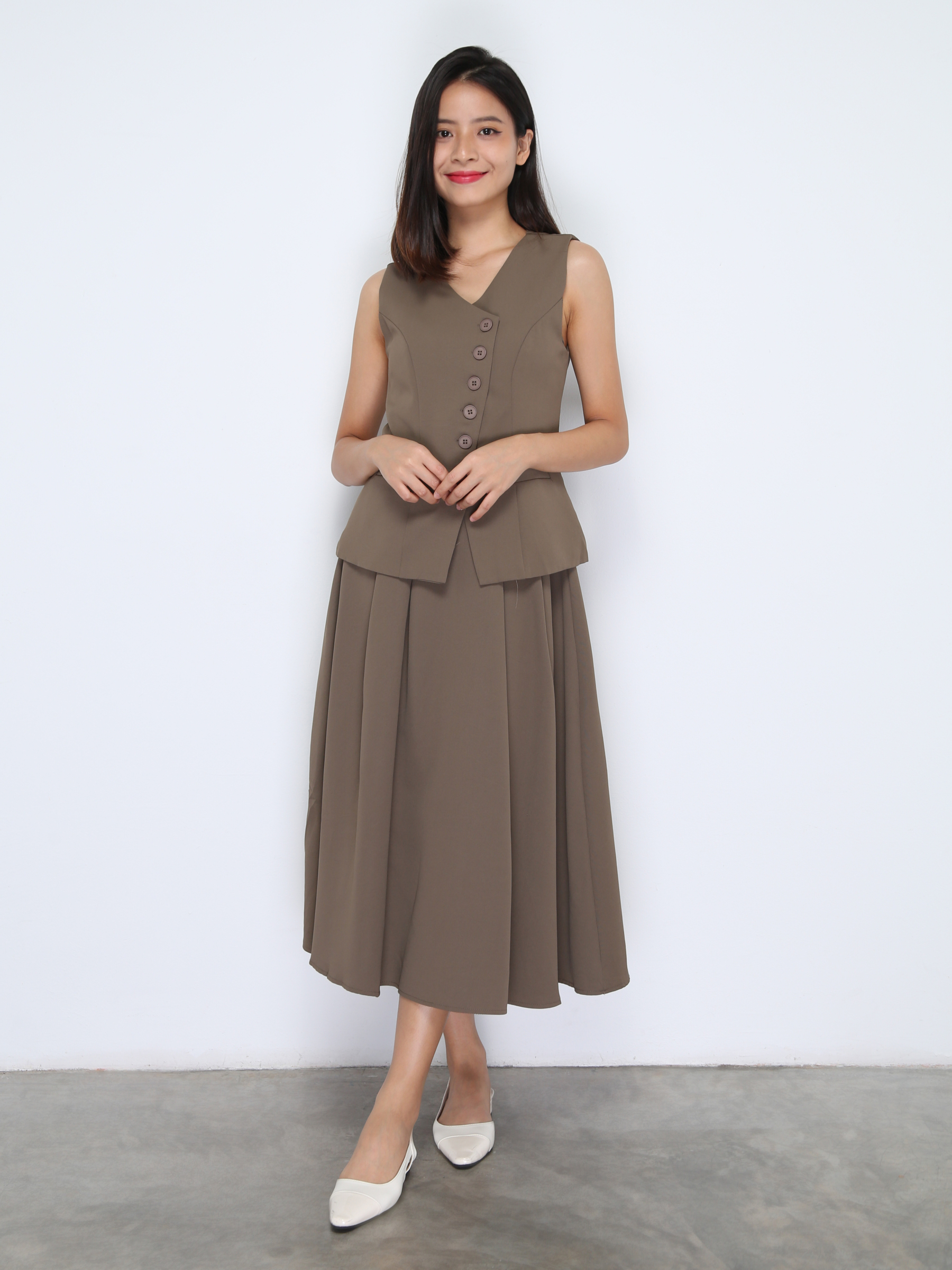 Sleeveless Top With Long Skirt Set 37863